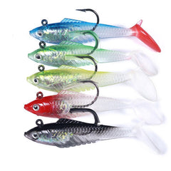 5pcs Soft Fishing Lures Wobbler Bait with Hooks