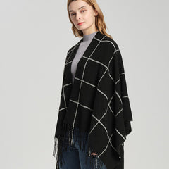 Oversized Plaid Blanket Scarf Soft Tassel Wrap Women Muffler Hijab