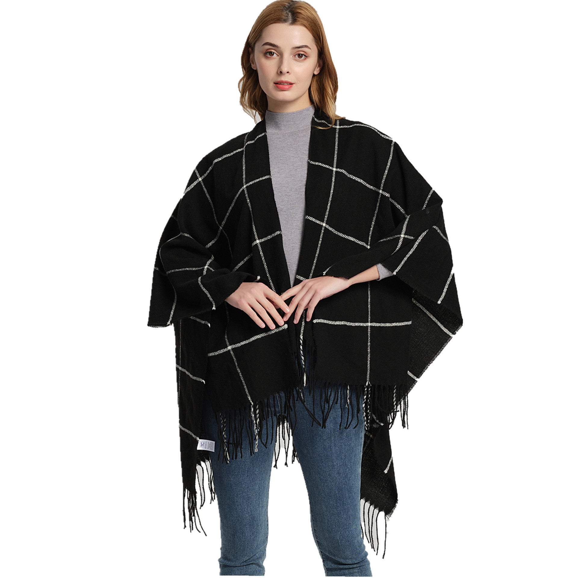 Oversized Plaid Blanket Scarf Soft Tassel Wrap Women Muffler Hijab