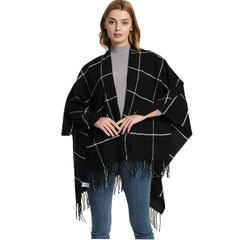 Oversized Plaid Blanket Scarf Soft Tassel Wrap Women Muffler Hijab