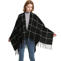 Oversized Plaid Blanket Scarf Soft Tassel Wrap Women Muffler Hijab