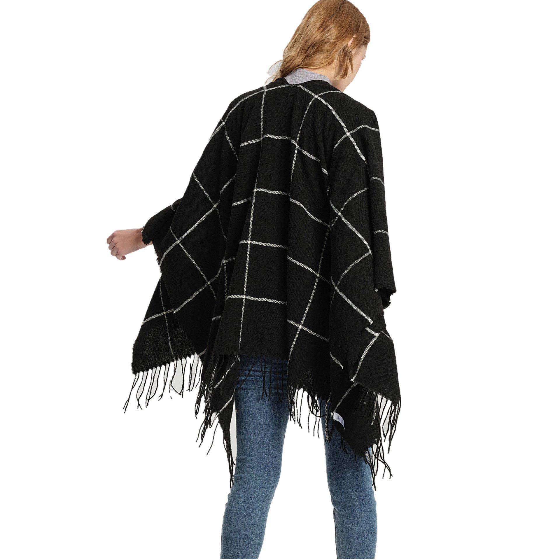 Oversized Plaid Blanket Scarf Soft Tassel Wrap Women Muffler Hijab