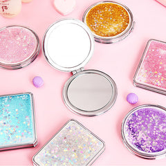 Quicksand Double Sided Magnifying Mirror Compact for Makeup and Vanity