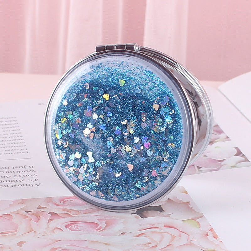 Quicksand Double Sided Magnifying Mirror Compact for Makeup and Vanity