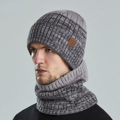 Men's Winter Wool Hat Knitted Thermal Warm Cap Plush Thickened
