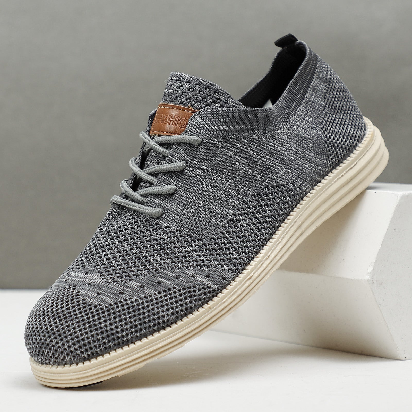 Men's Lightweight Striped Sneakers Casual Shoes Grey
