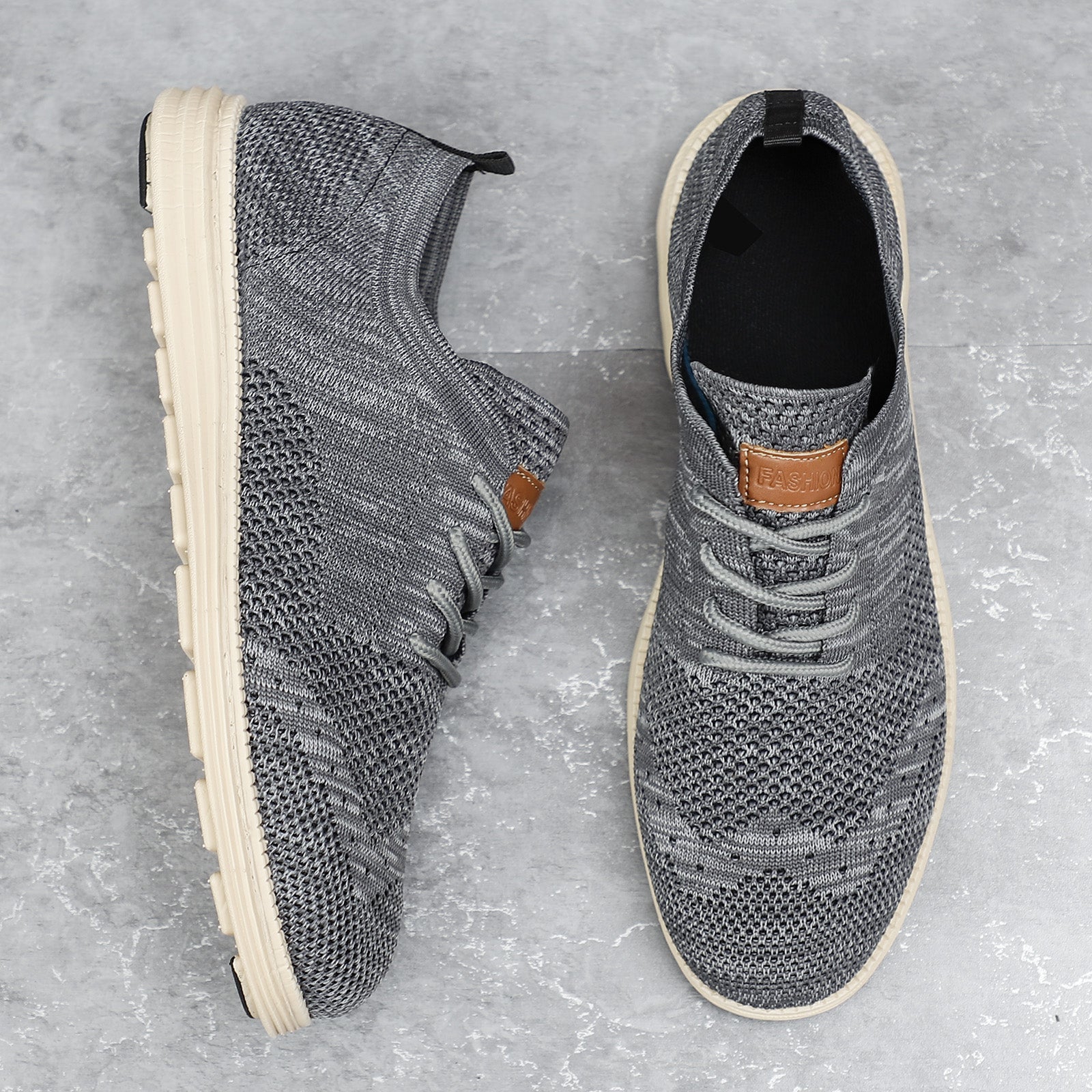 Men's Lightweight Striped Sneakers Casual Shoes Grey