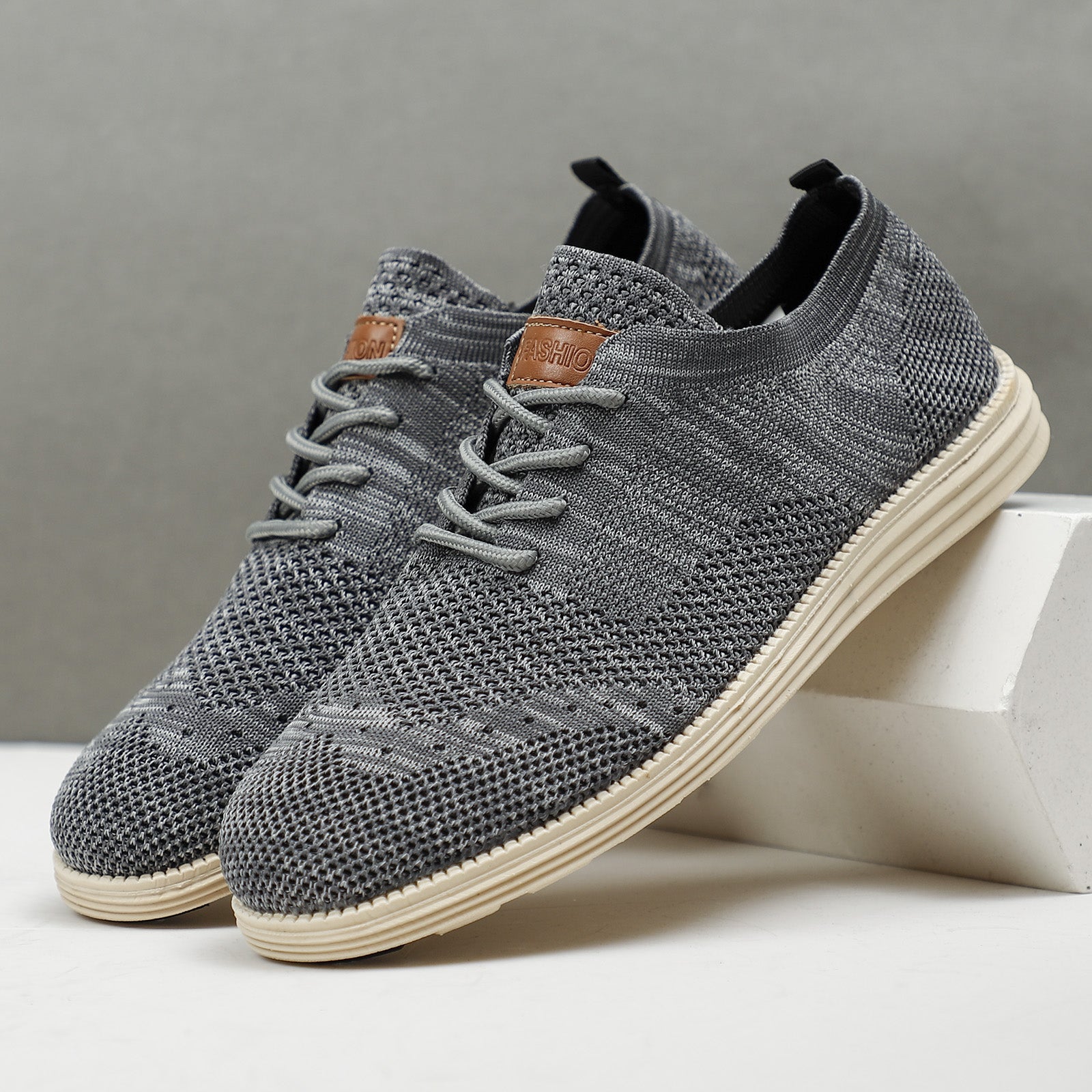 Men's Lightweight Striped Sneakers Casual Shoes Grey