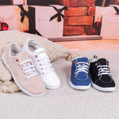 Casual Raw Trim Lace up Women's Canvas Shoes Comfort Sneakers