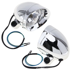 2pcs Motorcycle Headlight Bulbs Retro Bullet Type Small Fog Light Lamp Spotlight