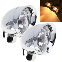 2pcs Motorcycle Headlight Bulbs Retro Bullet Type Small Fog Light Lamp Spotlight