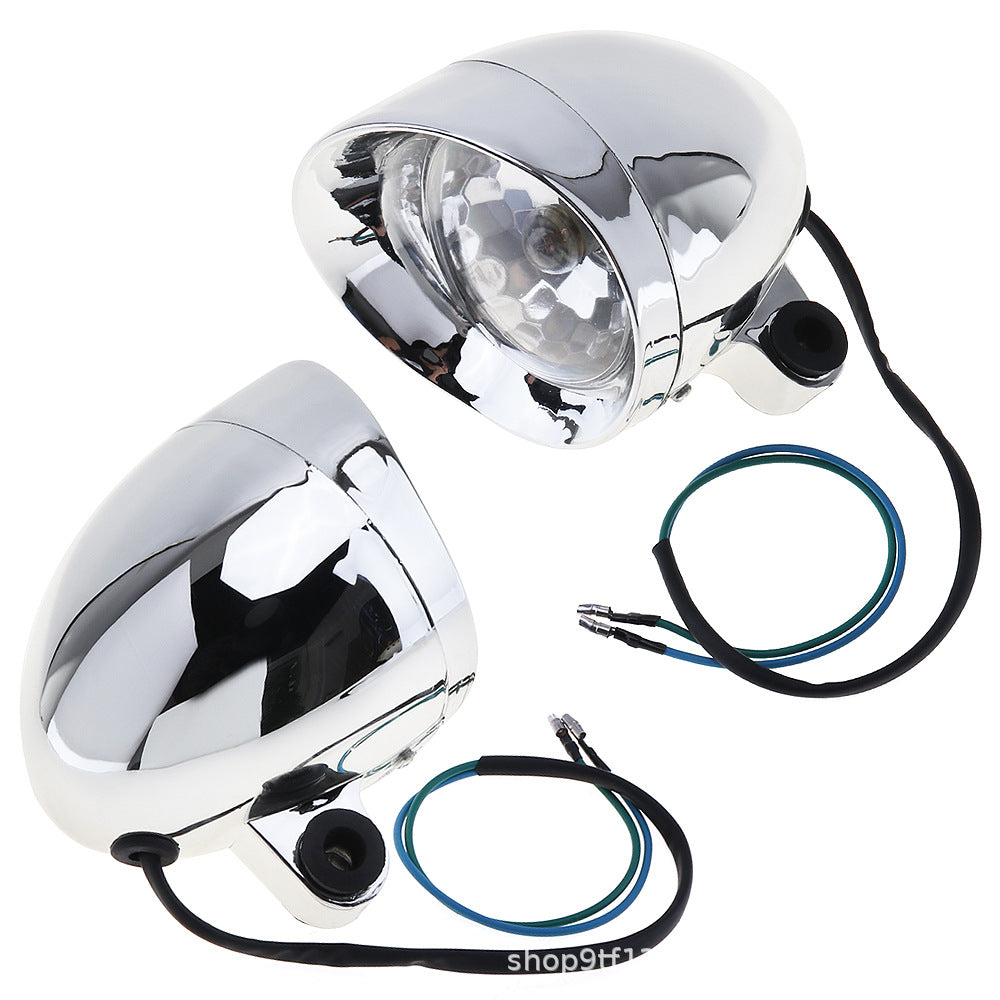 2pcs Motorcycle Headlight Bulbs Retro Bullet Type Small Fog Light Lamp Spotlight