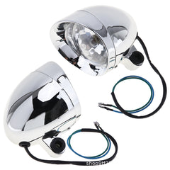 2pcs Motorcycle Headlight Bulbs Retro Bullet Type Small Fog Light Lamp Spotlight