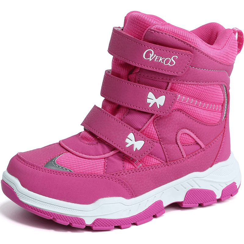 Girls Snow Boots with Bowknot Decor - Outdoor Non-slip Winter Boots