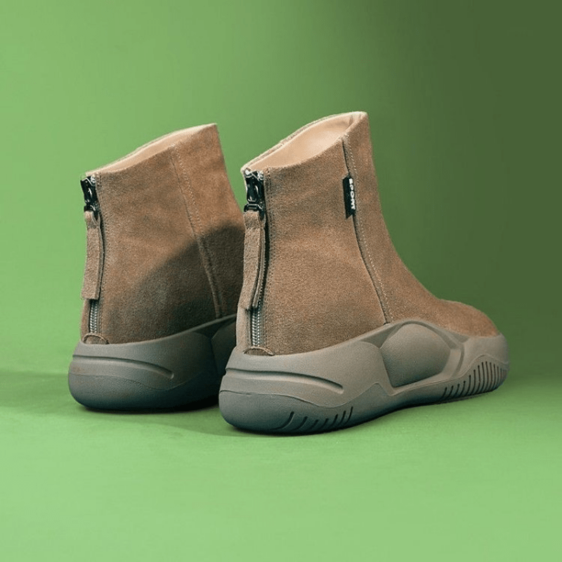 Round Toe Short Boots Thick Bottom & Back Zipper Booties