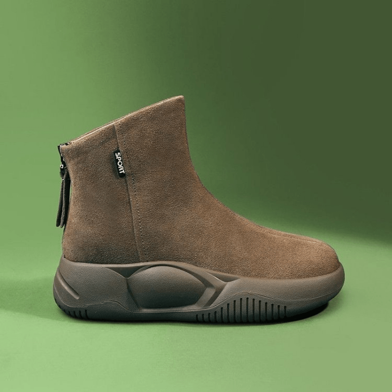 Round Toe Short Boots Thick Bottom & Back Zipper Booties