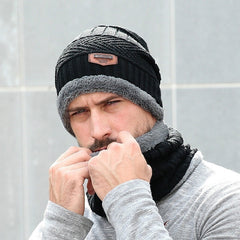 Men's Winter Beanie Hat Fleece Lined Knit Cap Neck Warmer