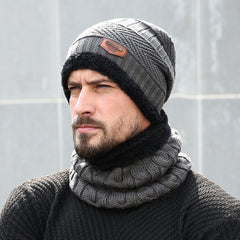 Men's Winter Beanie Hat Fleece Lined Knit Cap Neck Warmer