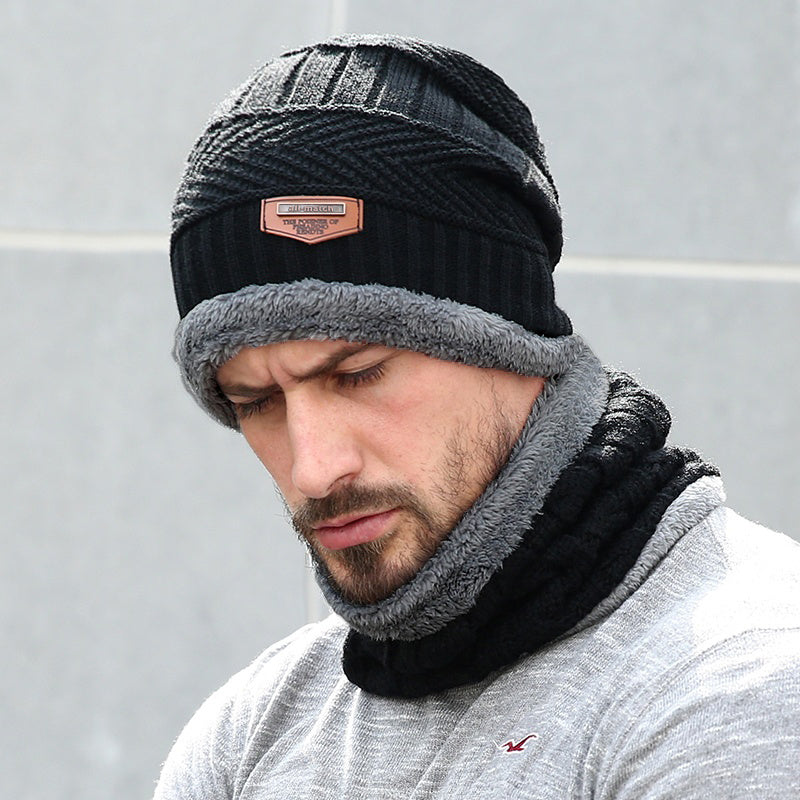 Men's Winter Beanie Hat Fleece Lined Knit Cap Neck Warmer