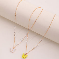 Girls Butterfly Pendant Chain Necklace 2pcs