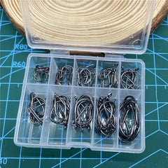 100pcs High Carbon Steel Barbed Fishing Hook Set