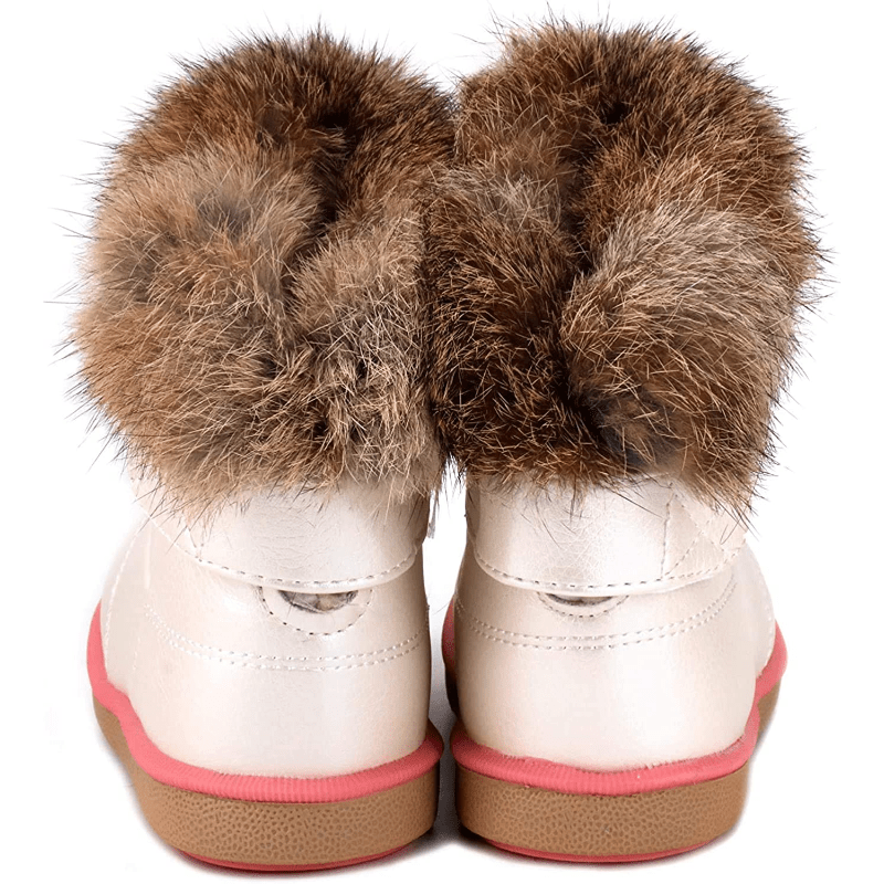 Little Unisex Winter Pink Snow Boots Warm Flat Plush Shoes Girls Boys Waterproof