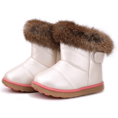 Little Unisex Winter Pink Snow Boots Warm Flat Plush Shoes Girls Boys Waterproof