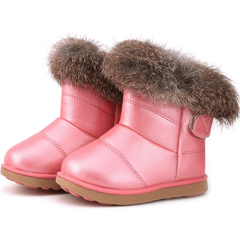 Little Unisex Winter Pink Snow Boots Warm Flat Plush Shoes Girls Boys Waterproof