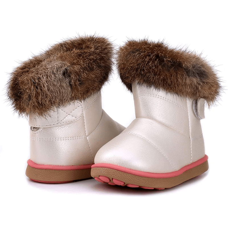 Little Unisex Winter Pink Snow Boots Warm Flat Plush Shoes Girls Boys Waterproof