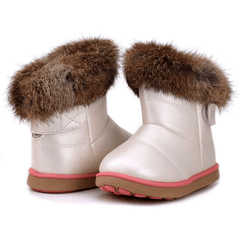 Little Unisex Winter Pink Snow Boots Warm Flat Plush Shoes Girls Boys Waterproof