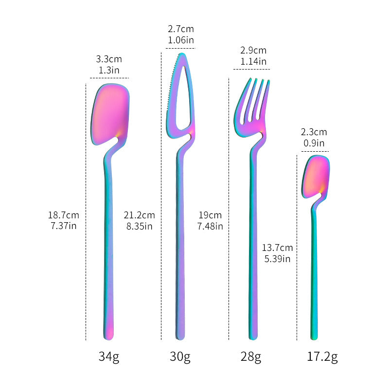 Stainless Steel Reusable Cutlery Set Long Handle Tableware