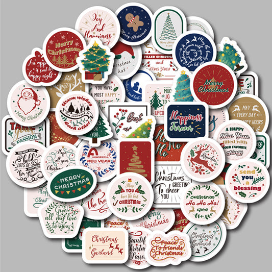50pcs Christmas Stickers Kids DIY Stationery Student Computer Stickers