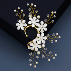 Fairy Flower Pearl Ear Cuff Single Earring Left Side
