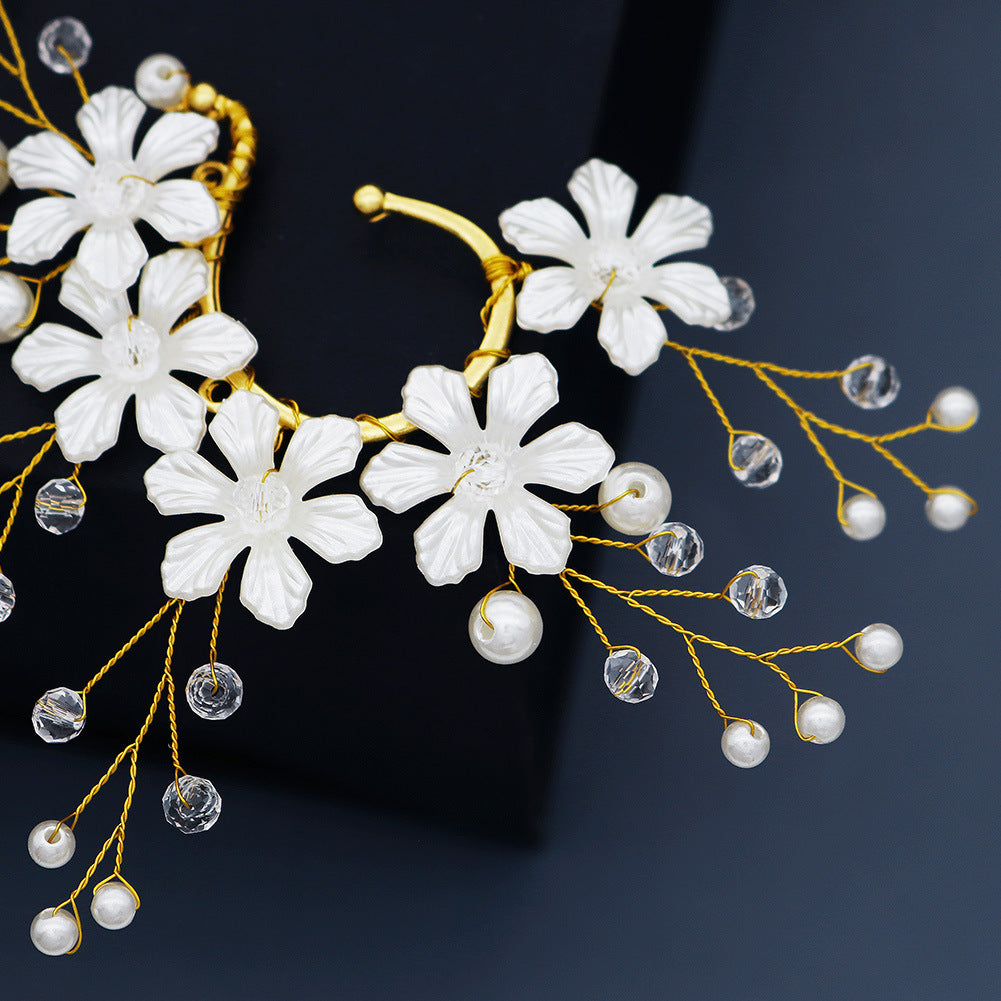 Fairy Flower Pearl Ear Cuff Single Earring Left Side
