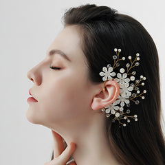 Fairy Flower Pearl Ear Cuff Single Earring Left Side