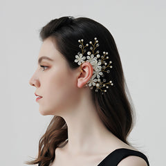 Fairy Flower Pearl Ear Cuff Single Earring Left Side