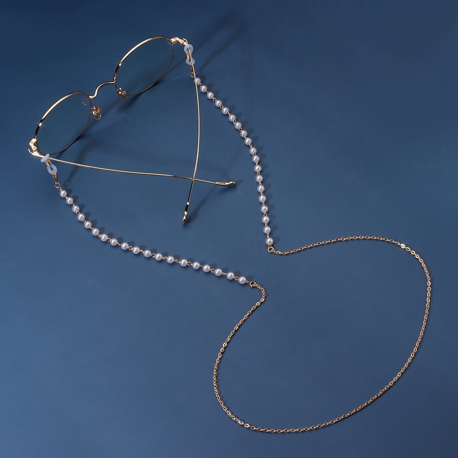 Golden Pearl Mask Chain Sunglass Chain Holder Necklace Chain