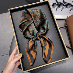 Silk Printed Square Scarf Women's Head Scarf Multifunctional Accessory
