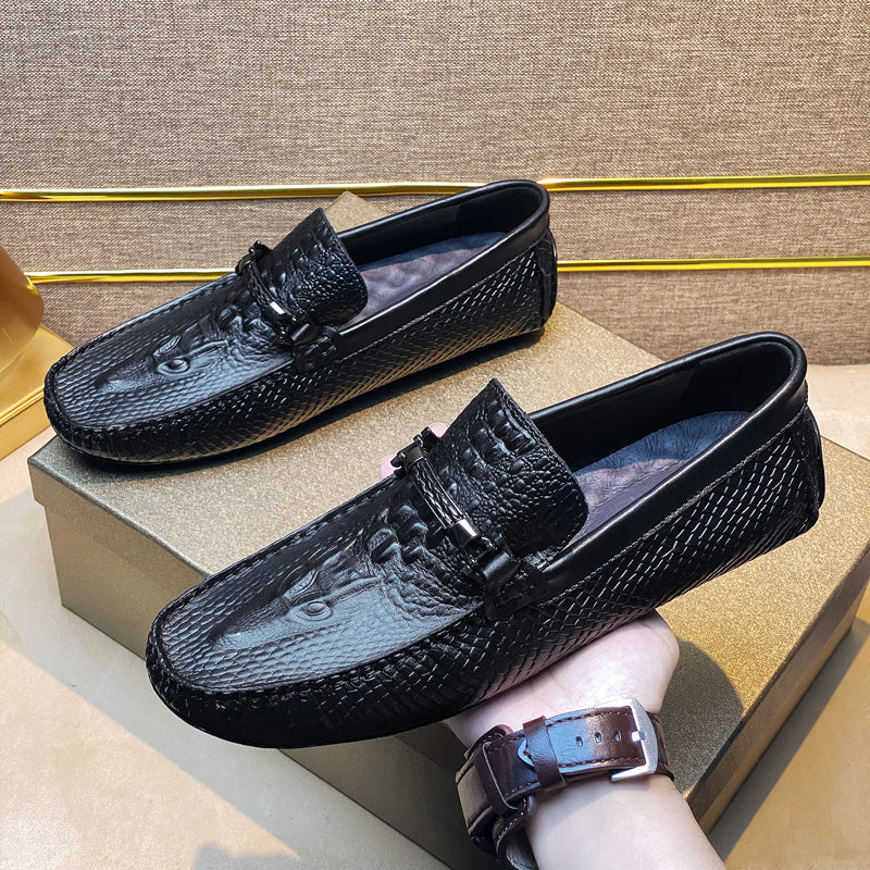 Men's Crocodile Bit Loafer Shoes Slip On Sneakers