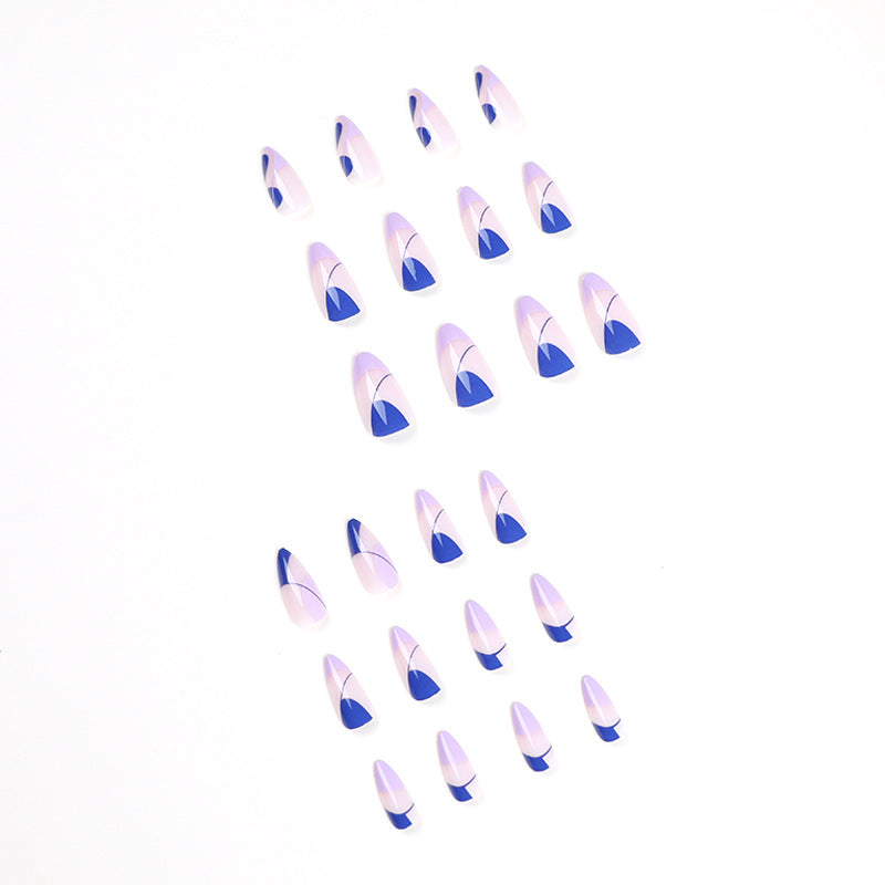 24PCS BOX Water Droplets Press On False Nail Art Y2k French Tip Nail