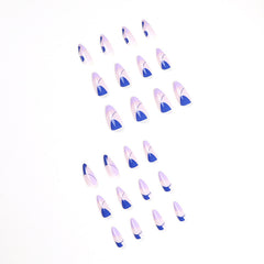 24PCS BOX Water Droplets Press On False Nail Art Y2k French Tip Nail