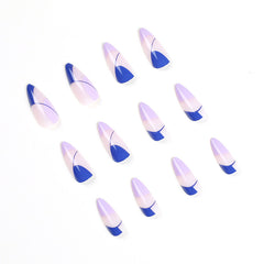 24PCS BOX Water Droplets Press On False Nail Art Y2k French Tip Nail