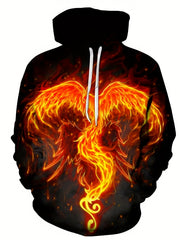 Men's 3D Phoenix Graphic Hoodie Stretchable Breathable Sweatshirt