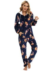 Winter Flannel Hooded Pajama Jumpsuit for Women