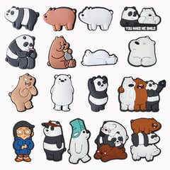 17pcs Panda Pattern Shoe Charms For Clogs Jigs Bubble Slides Sandals