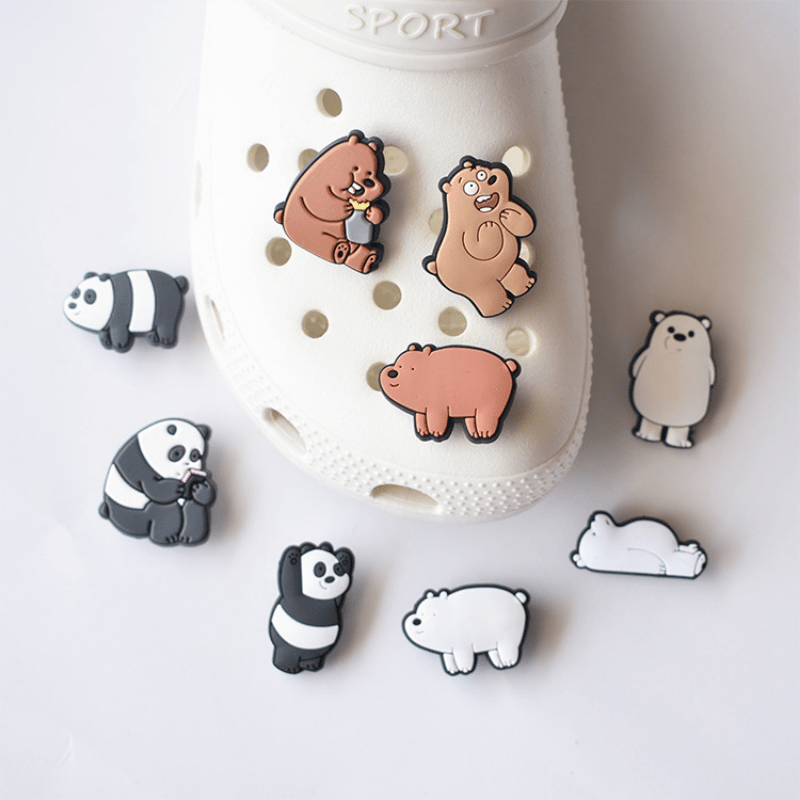 17pcs Panda Pattern Shoe Charms For Clogs Jigs Bubble Slides Sandals