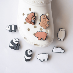 17pcs Panda Pattern Shoe Charms For Clogs Jigs Bubble Slides Sandals