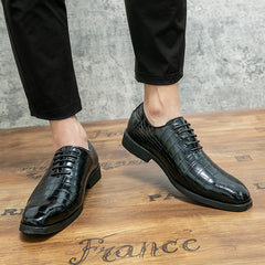 Men's Croc Printed Pointed Toe Formal Dress Shoes for Wedding Office