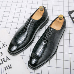 Men's Croc Printed Pointed Toe Formal Dress Shoes for Wedding Office