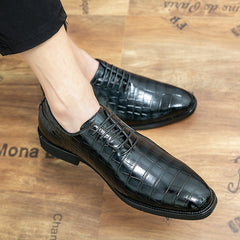 Men's Croc Printed Pointed Toe Formal Dress Shoes for Wedding Office